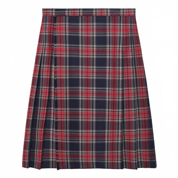 Mango Pleated Midi-Skirt Red Blue NWT Small - Picture 3 of 7